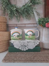 Load image into Gallery viewer, Vintage Otagiri Spring Rainbow Dot Ceramic Sugar Dish & Creamer Pitcher - Set of 2