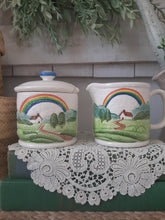 Load image into Gallery viewer, Vintage Otagiri Spring Rainbow Dot Ceramic Sugar Dish &amp; Creamer Pitcher - Set of 2
