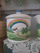 Load image into Gallery viewer, Vintage Otagiri Spring Rainbow Dot Ceramic Sugar Dish &amp; Creamer Pitcher - Set of 2
