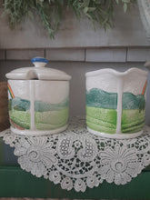 Load image into Gallery viewer, Vintage Otagiri Spring Rainbow Dot Ceramic Sugar Dish & Creamer Pitcher - Set of 2