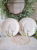Vintage W.S. George Pussy Willow Plates Set of 2 | Spring Floral Plates