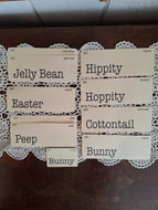 Vintage Inspired Spring Flashcards Set of 10 | Spring Bunny Jellybean Peep Words on Cream Cardstock