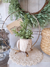 Load image into Gallery viewer, Vintage Metal Floral Arrangement Holder | White Ring Plant Display Stand
