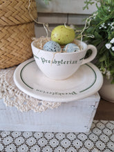 Load image into Gallery viewer, Vintage Presbyterian Homer Laughlin Restaurant Ware Teacup and Saucer Faux Nest
