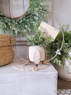 Vintage Metal Floral Arrangement Holder | White Ring Plant Display Stand