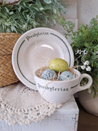 Vintage Presbyterian Homer Laughlin Restaurant Ware Teacup and Saucer Faux Nest
