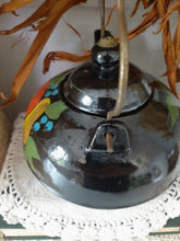 Load image into Gallery viewer, Vintage Black Redware Glazed Clay Fruit Tea Kettle
