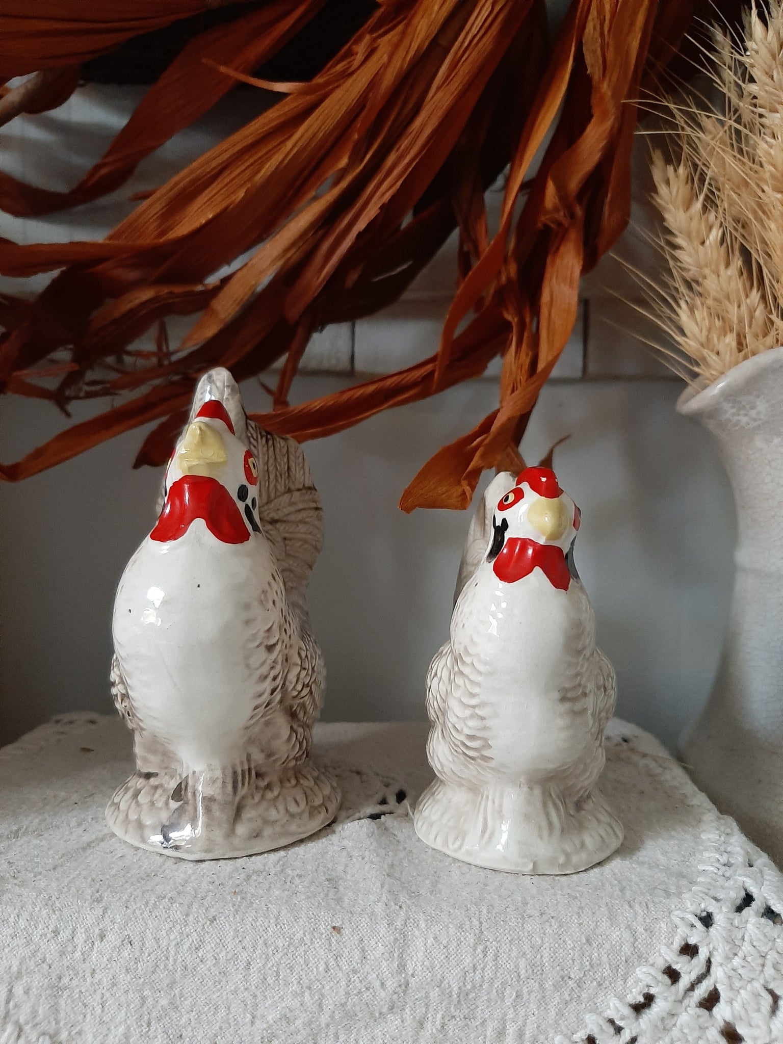 Mini Country Rooster and Hen Ceramic Salt and Pepper Shakers, Set of 4 -  Tableware - Appletree Design
