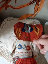 Load image into Gallery viewer, Vintage Handmade Embroidered Folk Art Cloth Bendable Doll
