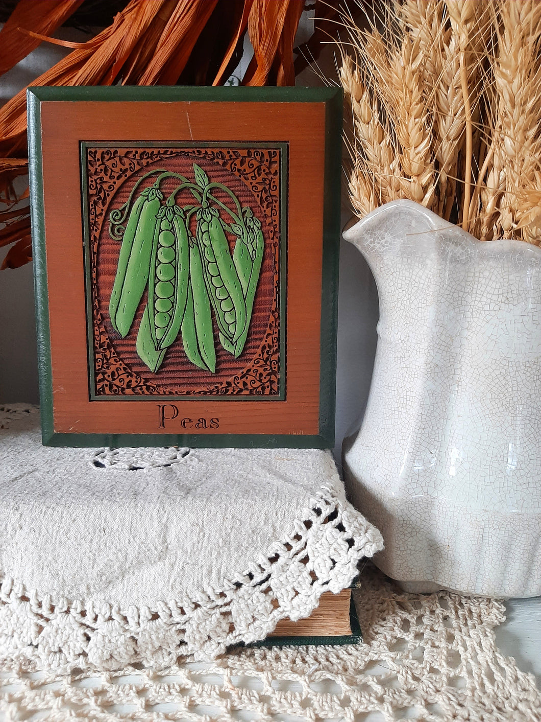Laser Woodcut Vegetable Green Peas Wall Decor Wood Plaque - Made in Michigan
