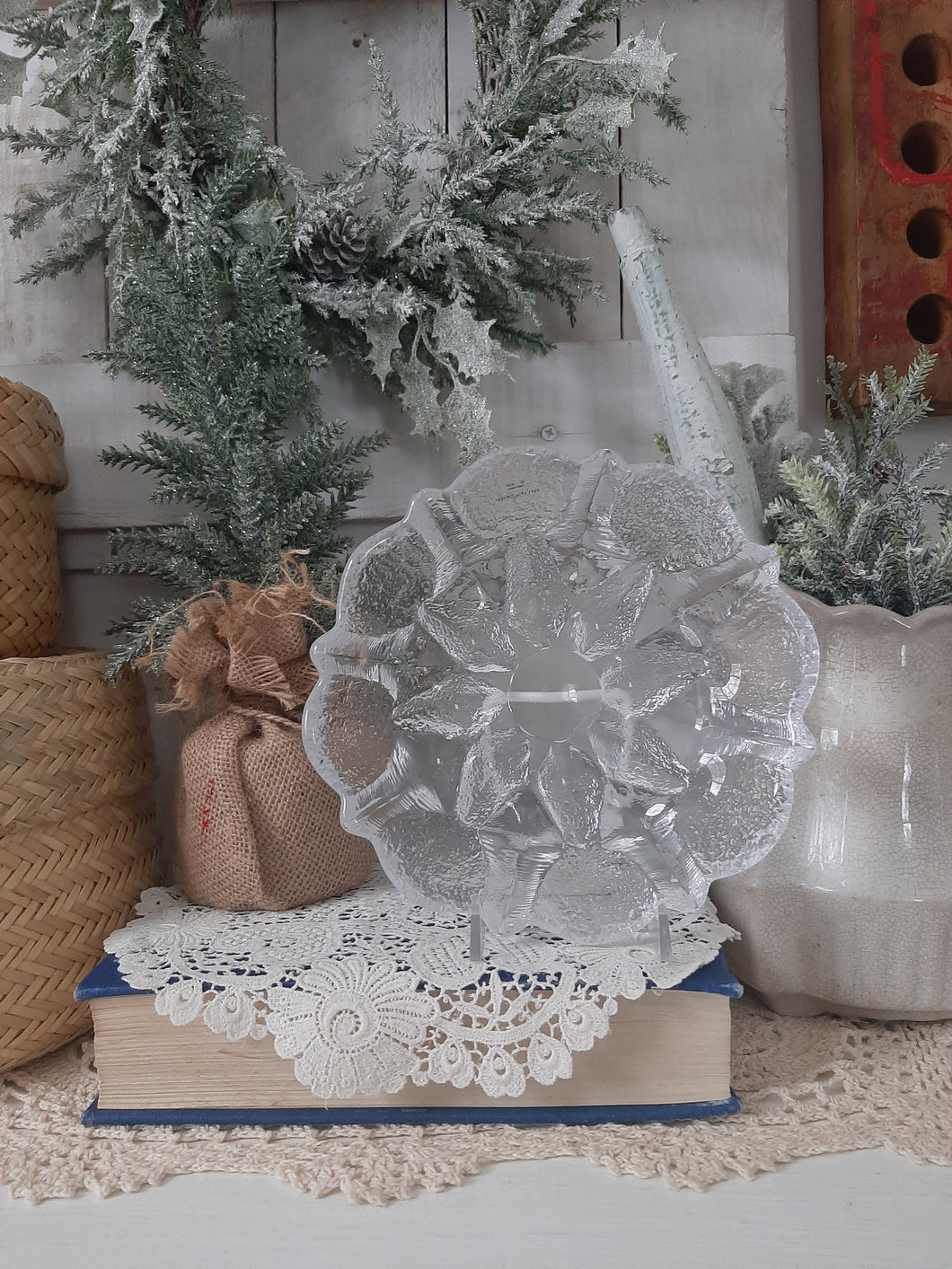 Vintage Skruf Sweden Lead Crystal Heavy Decorative Glass Bowl