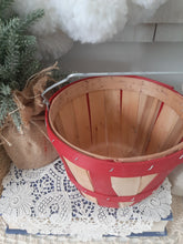 Load image into Gallery viewer, Vintage Red and Natural Wood Small Orchard Basket
