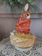 Load image into Gallery viewer, Vintage 1985 Schmid Beatrix Potter Poorly Peter Rabbit Twirling Music Ceramic Figurine - The Tale of Benjamin Button
