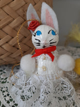 Load image into Gallery viewer, Vintage Handmade Walnut White Bunny &amp; Yellow Chick Easter Nut Ornaments - Set of 2
