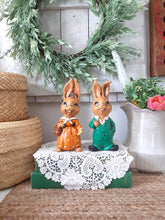 Load image into Gallery viewer, Vintage Colorful Ceramic Mr. &amp; Mrs. Bunny Rabbit Figurines - Set of 2
