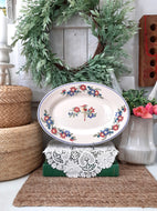 Vintage Shenango Ivory Floral Parrot Bird Restaurantware Platter