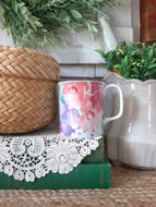 Vintage Cottagecore Otagiri Watercolor Style Pink Lavendar and Yellow Floral Flower Mug