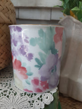 Load image into Gallery viewer, Vintage Cottagecore Otagiri Watercolor Style Pink Lavendar and Yellow Floral Flower Mug

