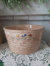Load image into Gallery viewer, Vintage Universal Potteries Aged Ovenproof Floral Tulip Ribbed Refridgerator Nesting Bowls - Set of 2
