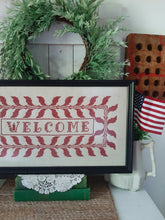 Load image into Gallery viewer, Vintage Red Welcome Counted Cross Stitch Sampler Framed Thread Wall Art
