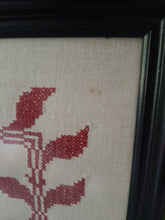 Load image into Gallery viewer, Vintage Red Welcome Counted Cross Stitch Sampler Framed Thread Wall Art
