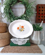 Vintage Orange & Yellow Poppy Floral Bouquet White Ironstone Serving Platter