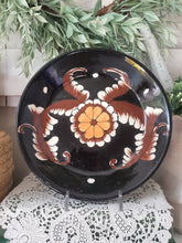 Load image into Gallery viewer, Vintage Black Floral Folk Art Mexican Plate
