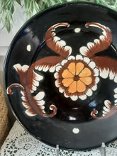 Load image into Gallery viewer, Vintage Black Floral Folk Art Mexican Plate
