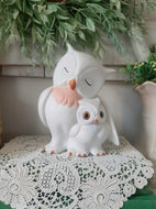 Vintage Ceramic Owl Hugging Figurine