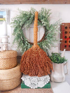 Vintage Woven Dried Floral Hearth Broom