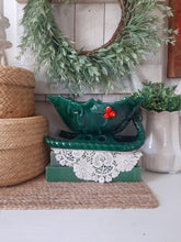 Load image into Gallery viewer, Vintage Lefton Green Holly Berry Large Ceramic Sleigh
