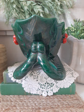 Load image into Gallery viewer, Vintage Lefton Green Holly Berry Large Ceramic Sleigh
